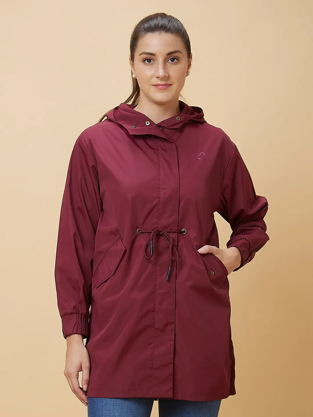 Maroon Easy Fit Long Sleeve Women's Jacket By Being Human Clothing