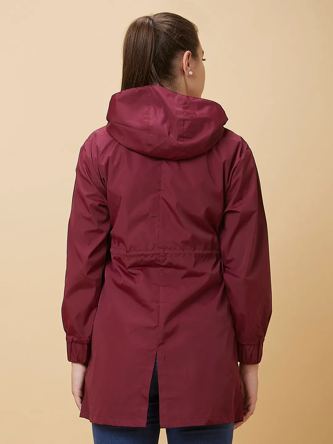 Maroon Easy Fit Long Sleeve Women's Jacket By Being Human Clothing - Image 3