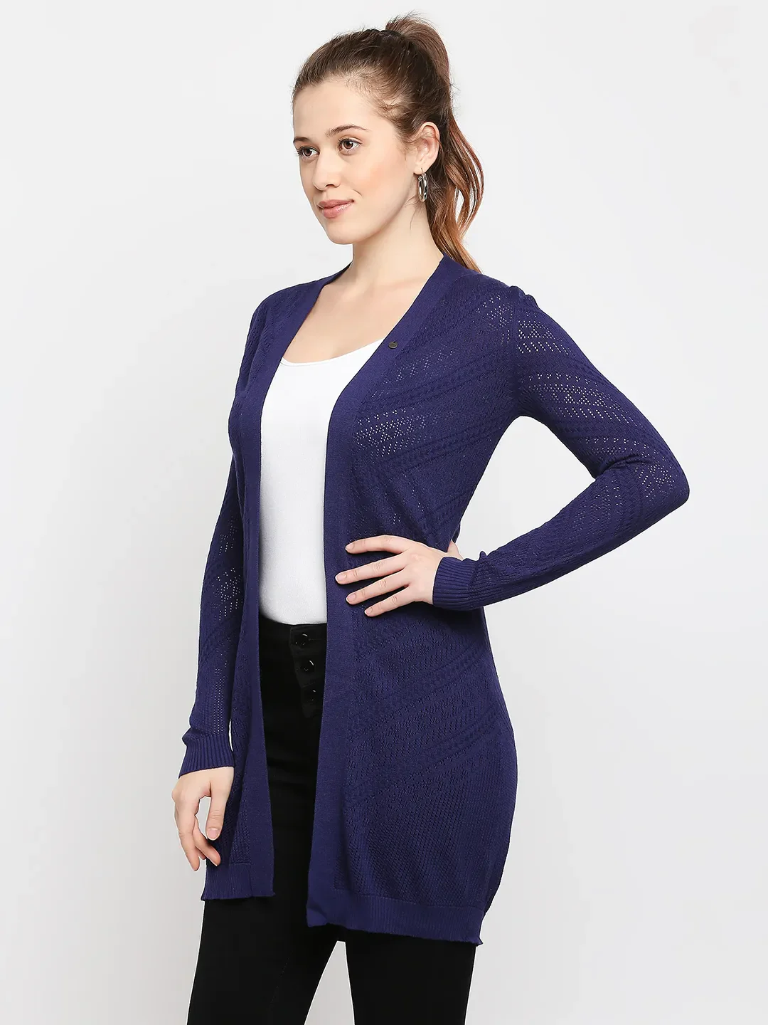 Blue Easy Fit Women's Viscose Shrug By Being Human Clothing - Image 2