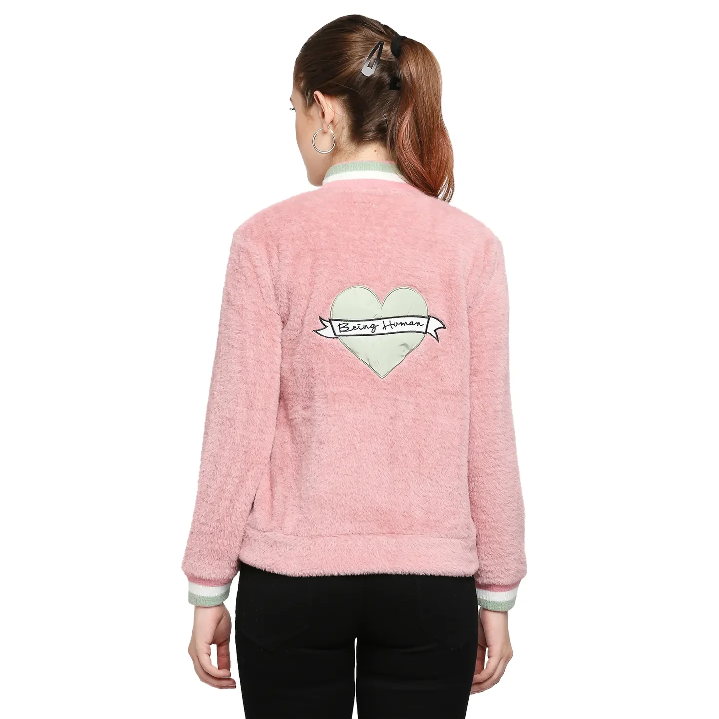 Blush Powder Semi Fit Long Sleeve Women's Sweatshirt By Being Human Clothing - Image 3
