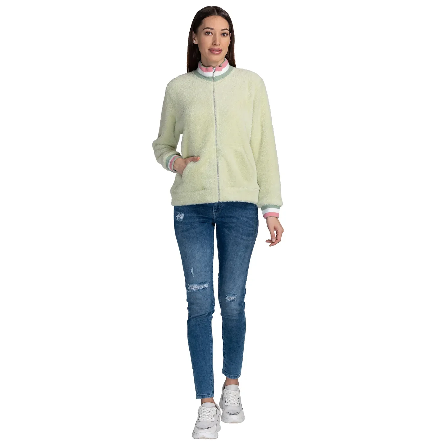 Pista Green Semi Fit Long Sleeve Women's Sweatshirt By Being Human Clothing - Image 2