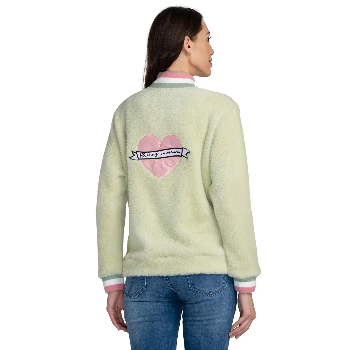 Pista Green Semi Fit Long Sleeve Women's Sweatshirt By Being Human Clothing - Image 3