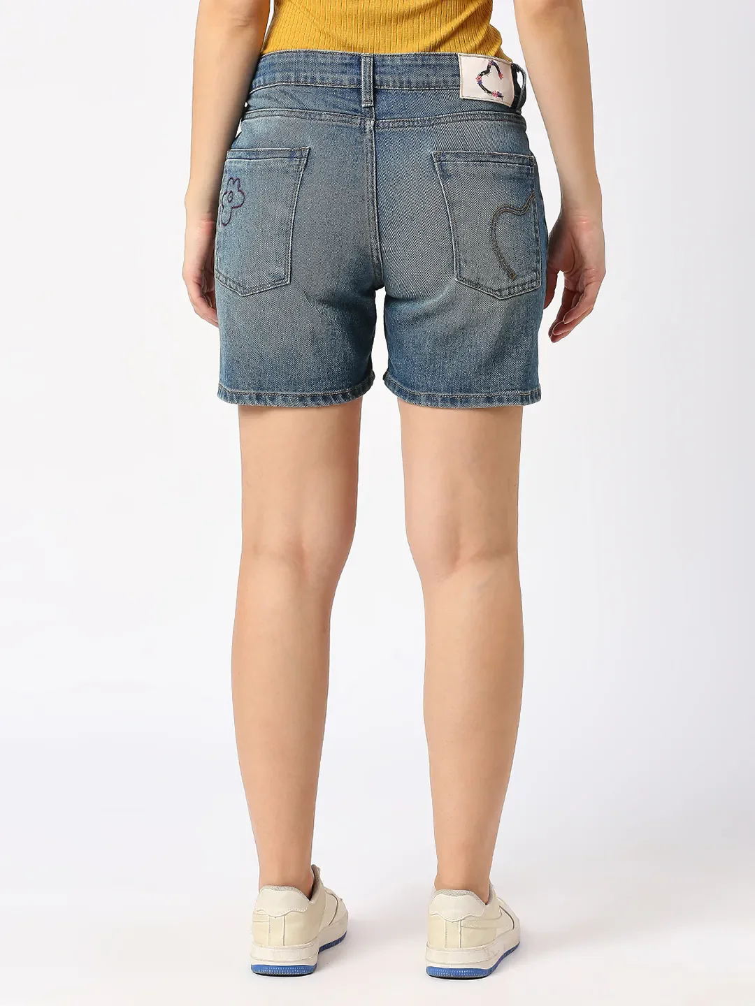 Blue High Rise Fit Women's Shorts by Being Human Clothing - Image 4