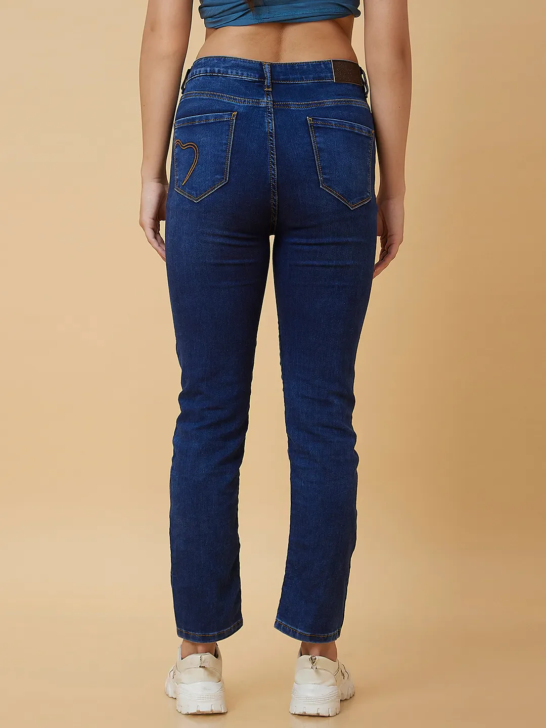Blue High Rise Straight Fit Women's Denims By Being Human Clothing - Image 3