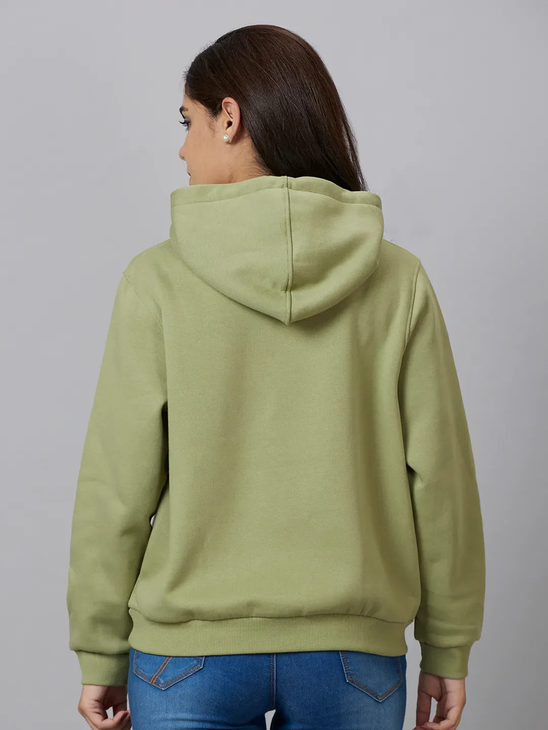 Mint Green Semi Fit Women's Cotton Blend Hoodie By Being Human Clothing - Image 3