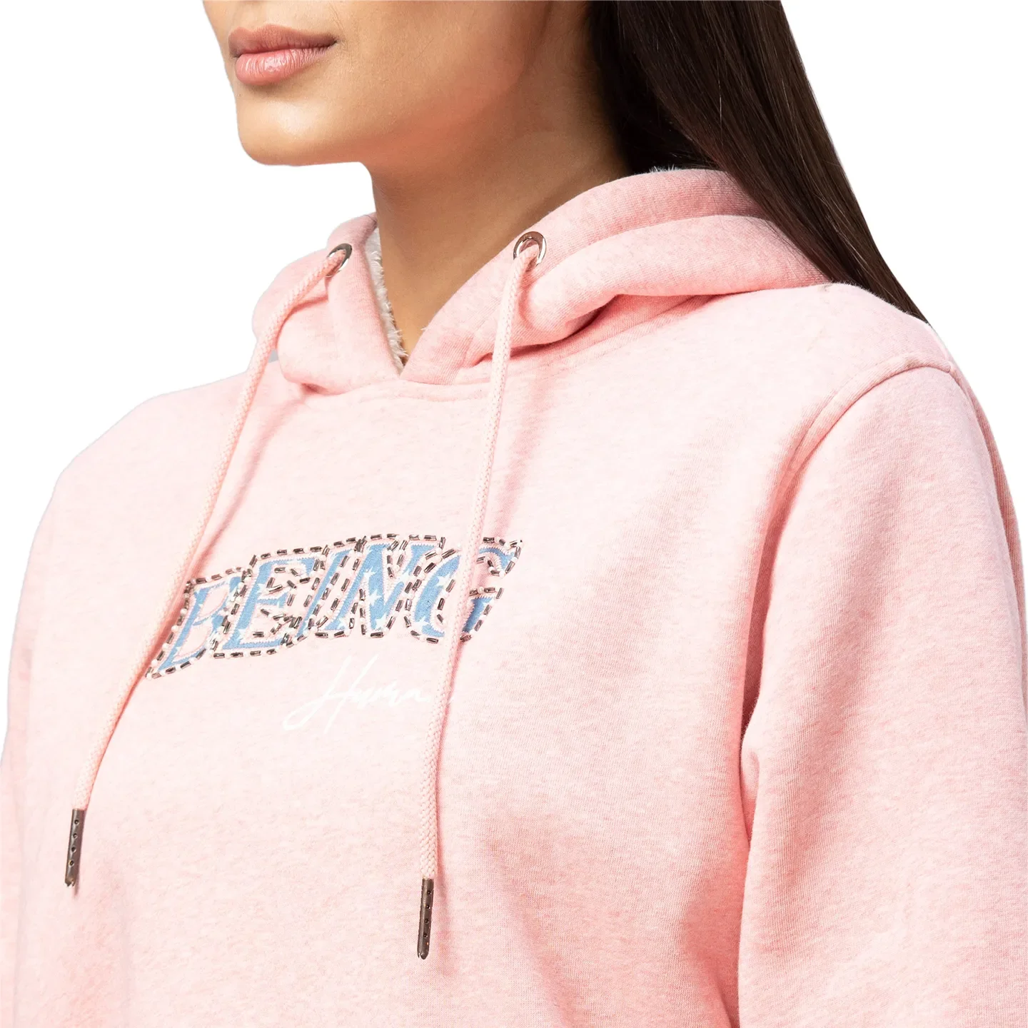 Pink Long Sleeve Women's Hoodie By Being Human Clothing - Image 5