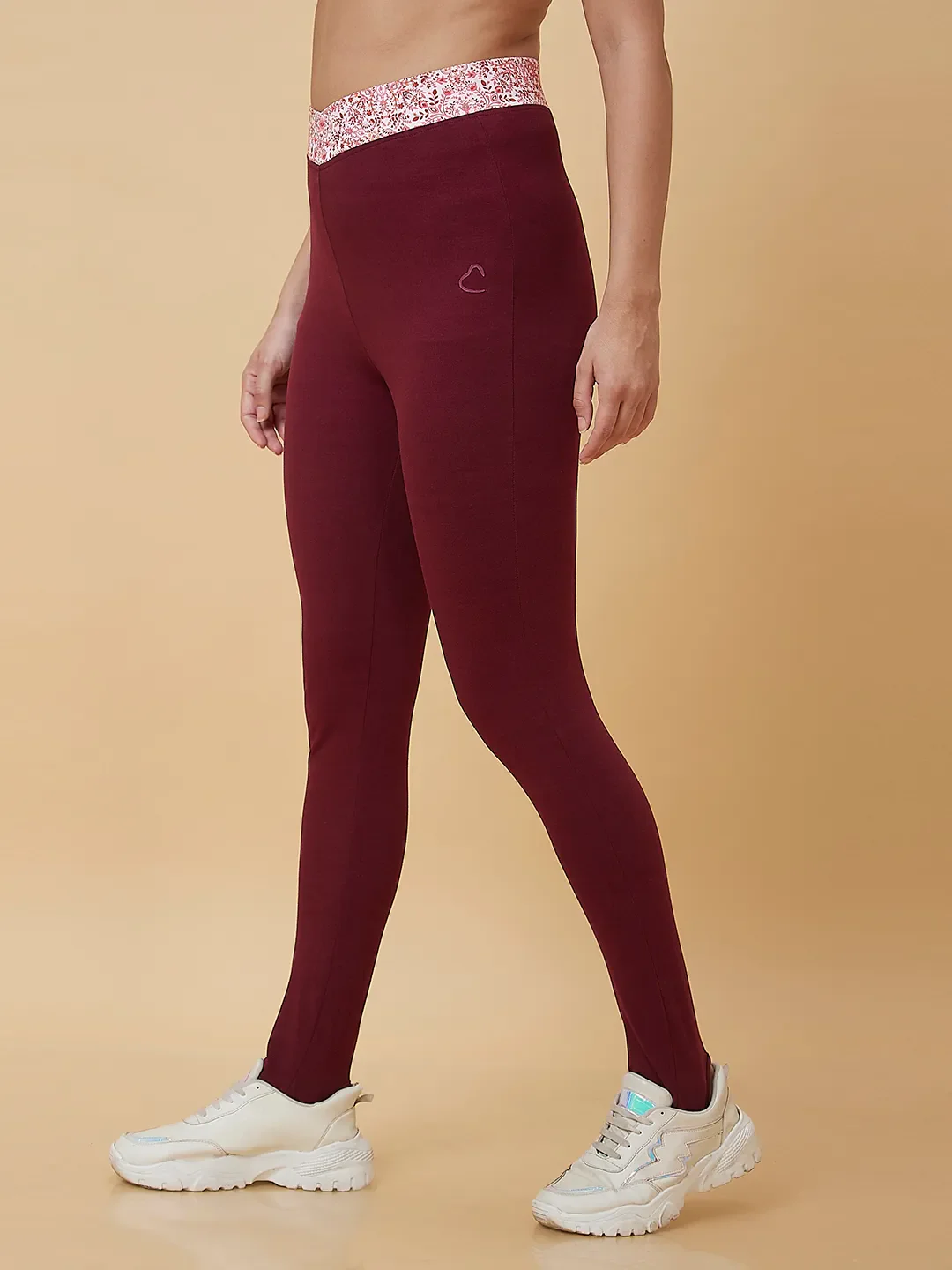 Maroon Slim Fit Women's Leggings By Being Human Clothing - Image 4