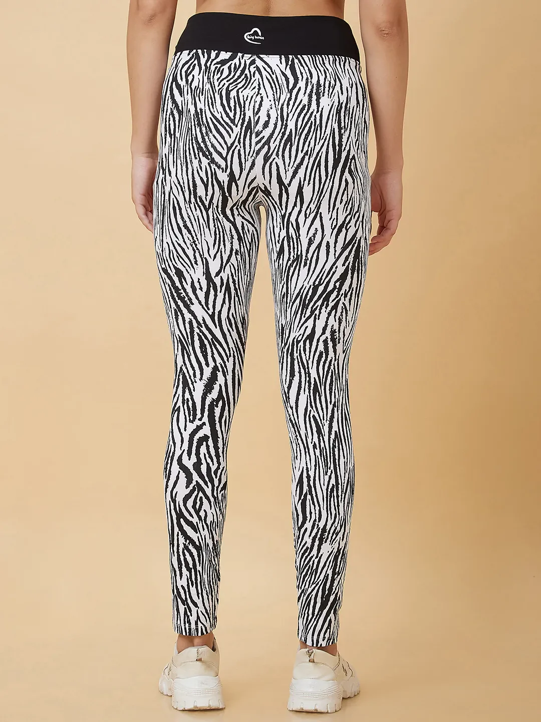 White & Black Slim Fit Women's Leggings By Being Human Clothing - Image 3