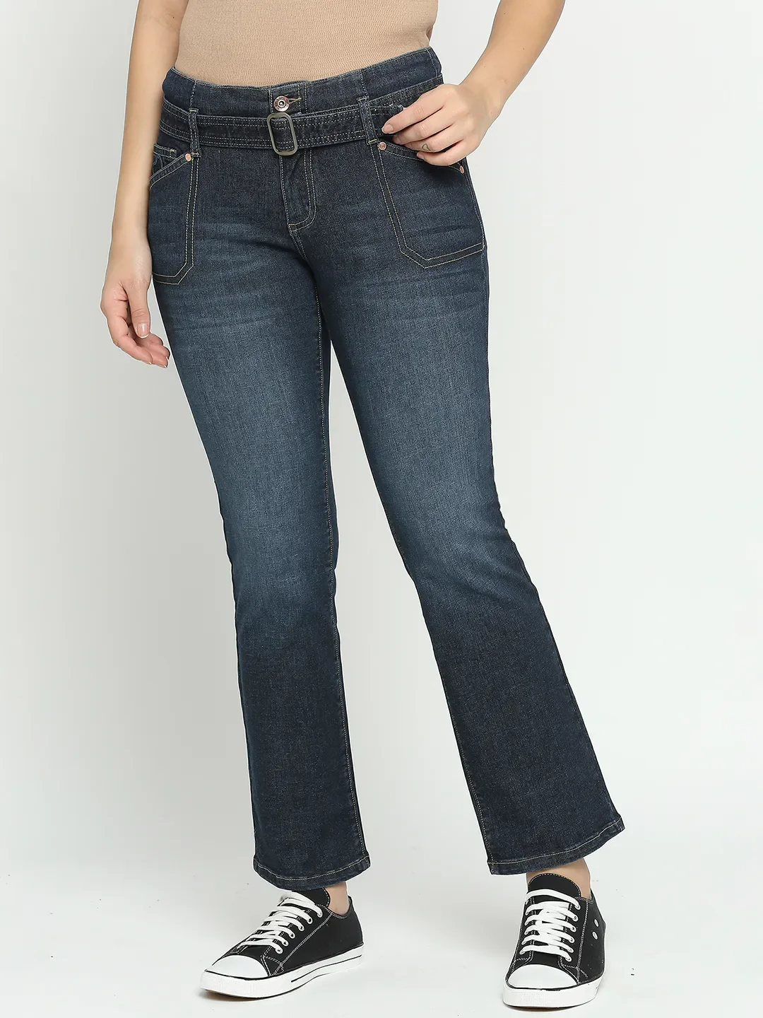 Blue Low Rise Boot Cut Fit Women's Denims by Being Human Clothing