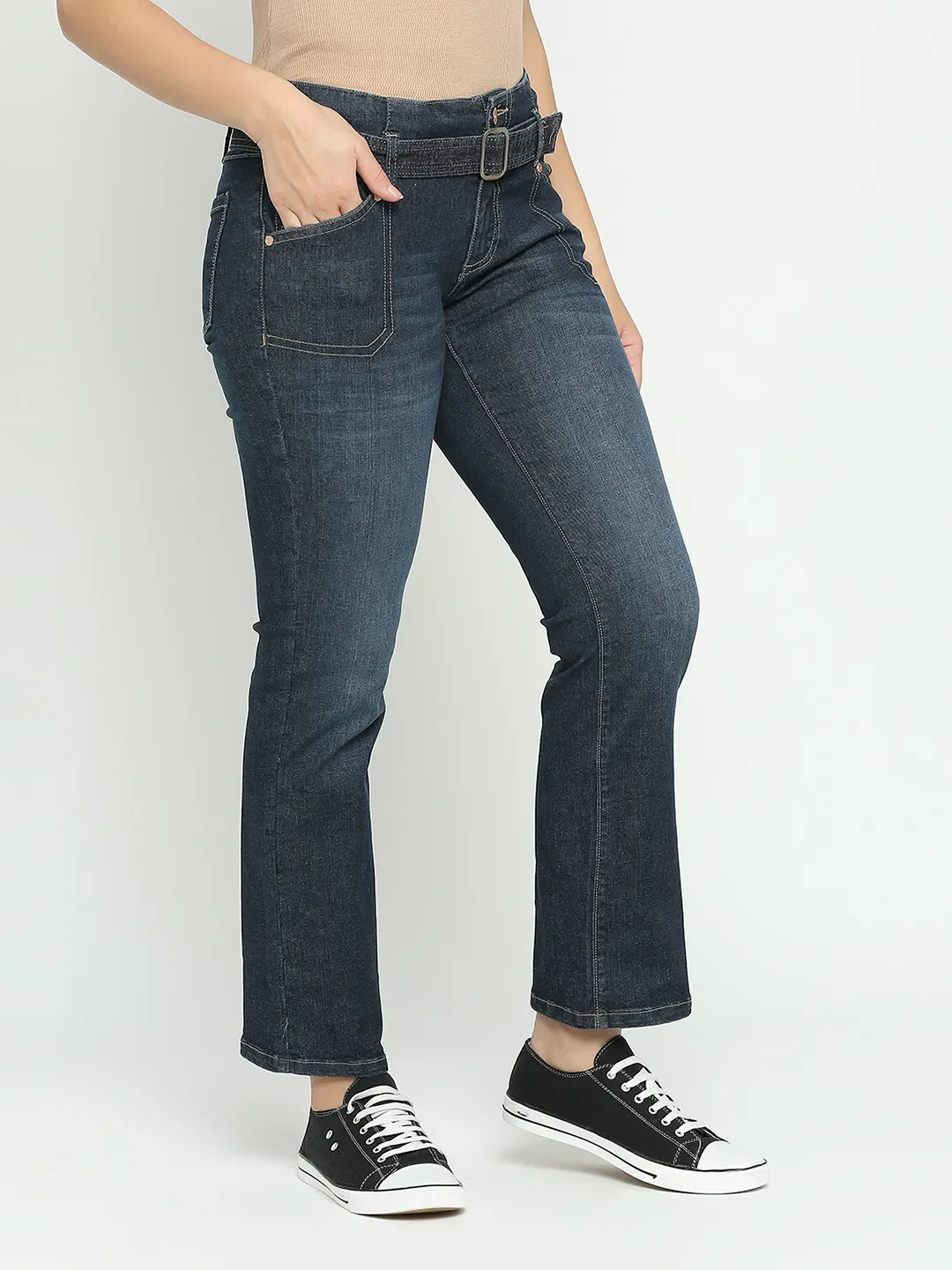 Blue Low Rise Boot Cut Fit Women's Denims by Being Human Clothing - Image 3