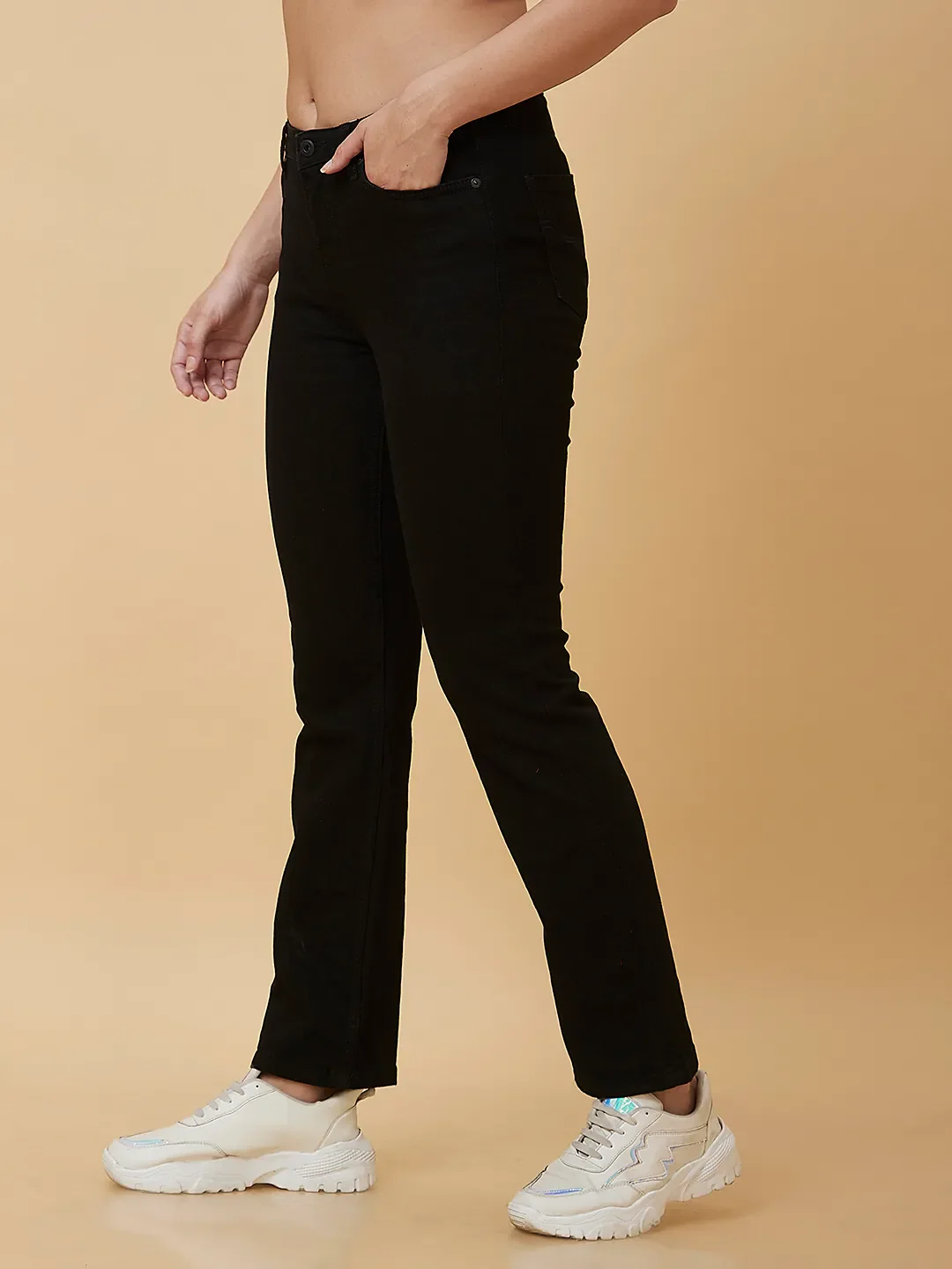 Black Mid Rise Boot Cut Women's Denim By Being Human Clothing - Image 4