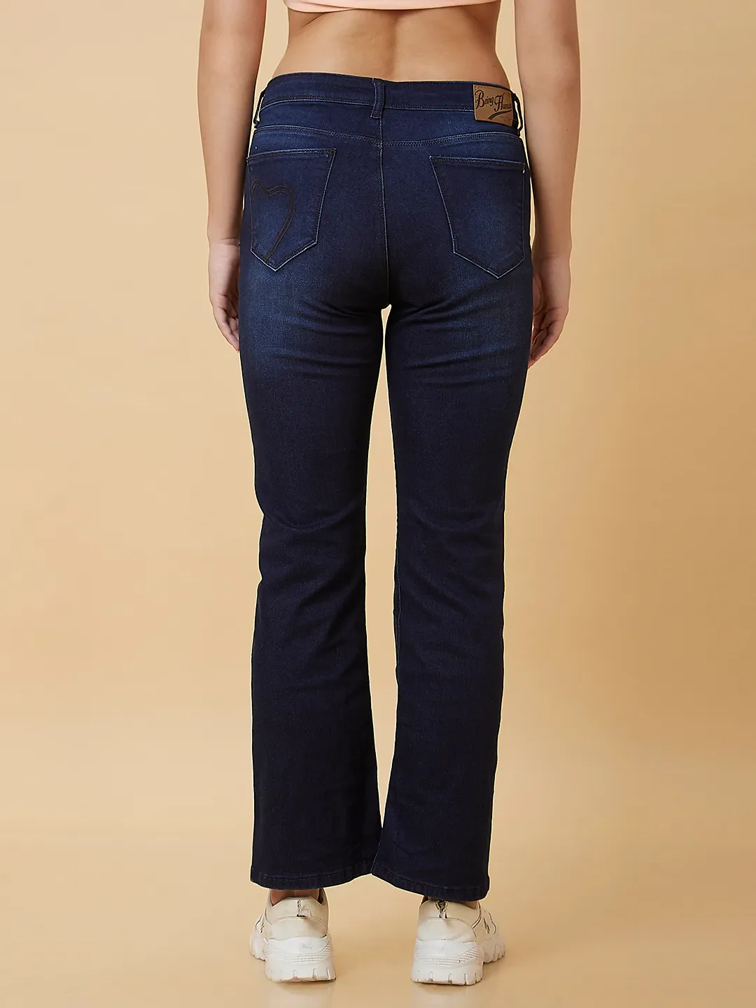 Dark Blue Mid Rise Boot Cut Women's Denim By Being Human Clothing - Image 3