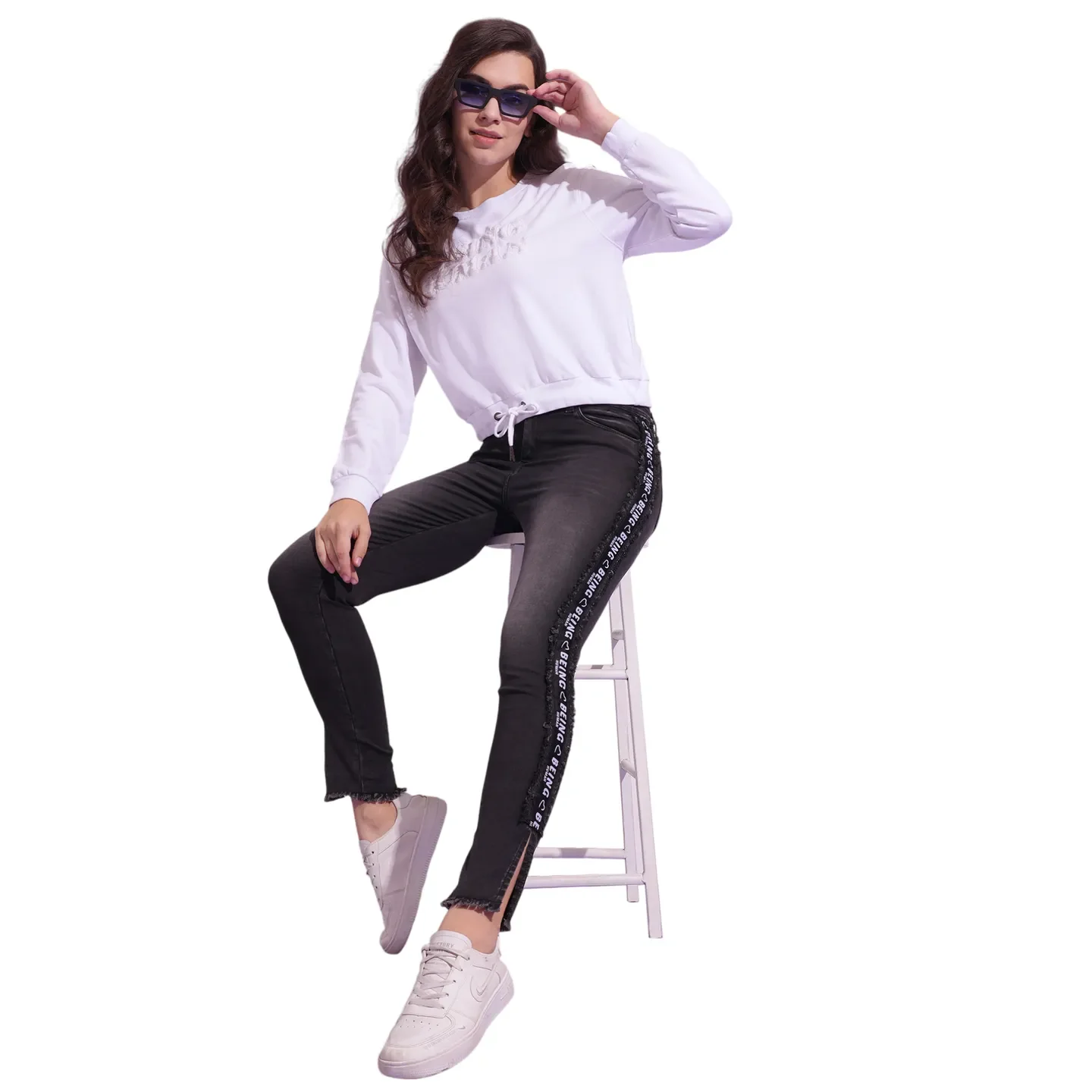 Black Mid Rise Skinny Fit Women's Denim By Being Human Clothing - Image 4