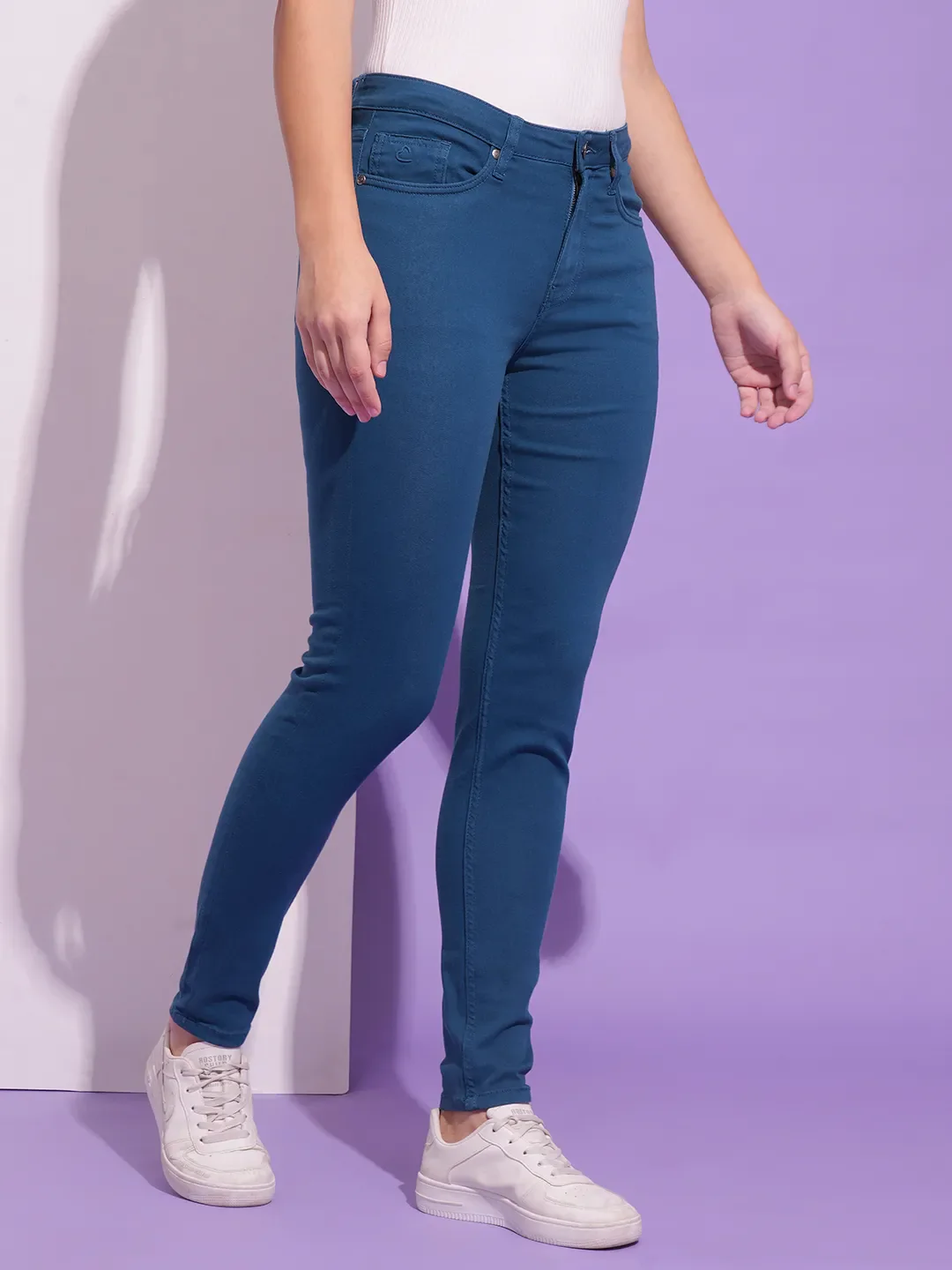 Blue Mid Rise Skinny Fit Women's Denim By Being Human Clothing - Image 2