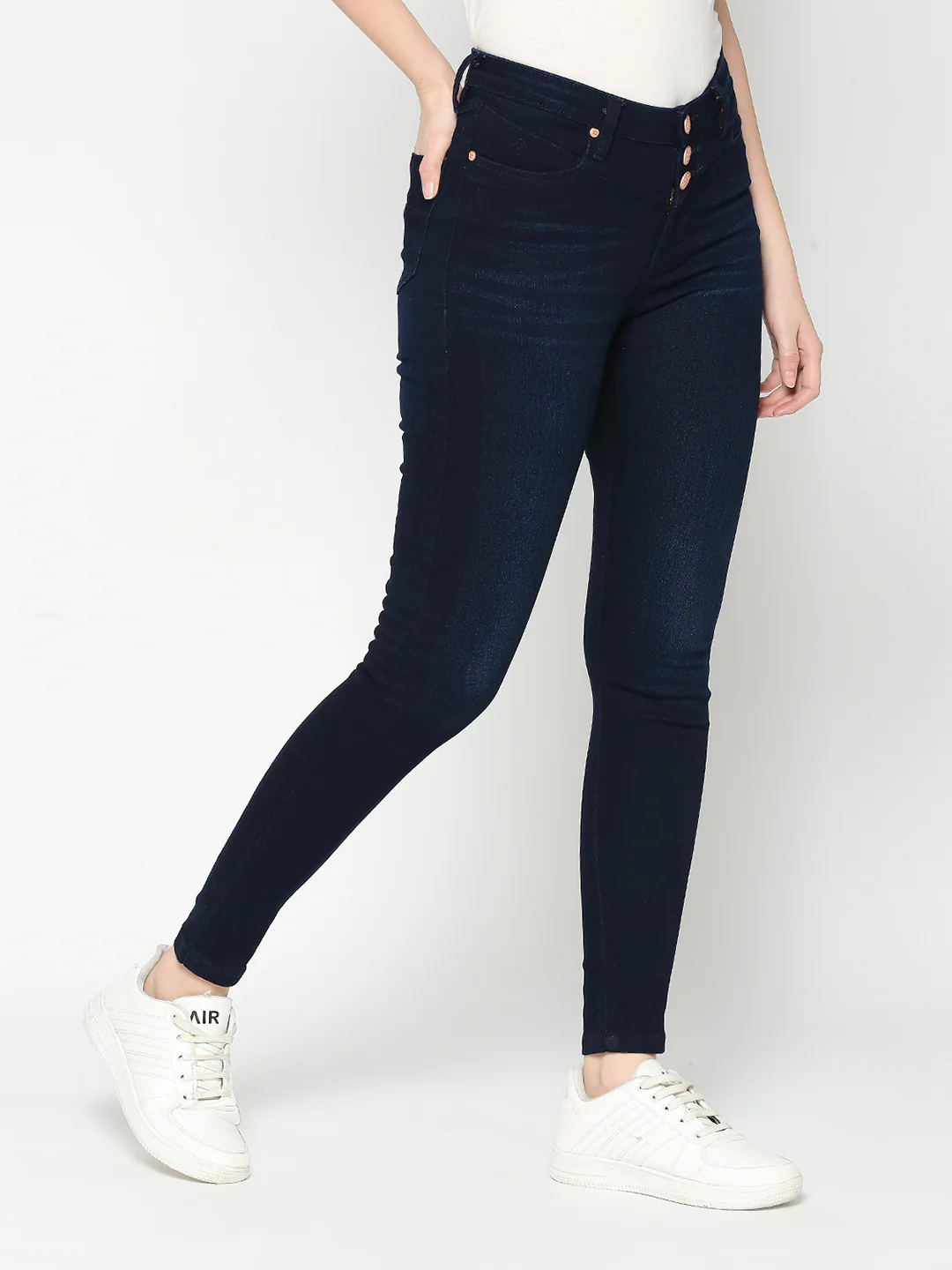 Dark Blue Mid Rise Skinny Fit Women's Denim By Being Human Clothing - Image 3
