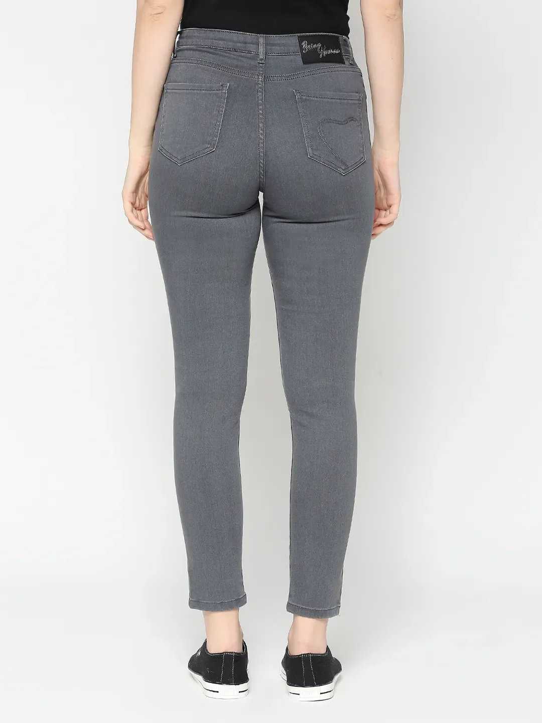 Grey Mid Rise Skinny Fit Women's Denim By Being Human Clothing - Image 4