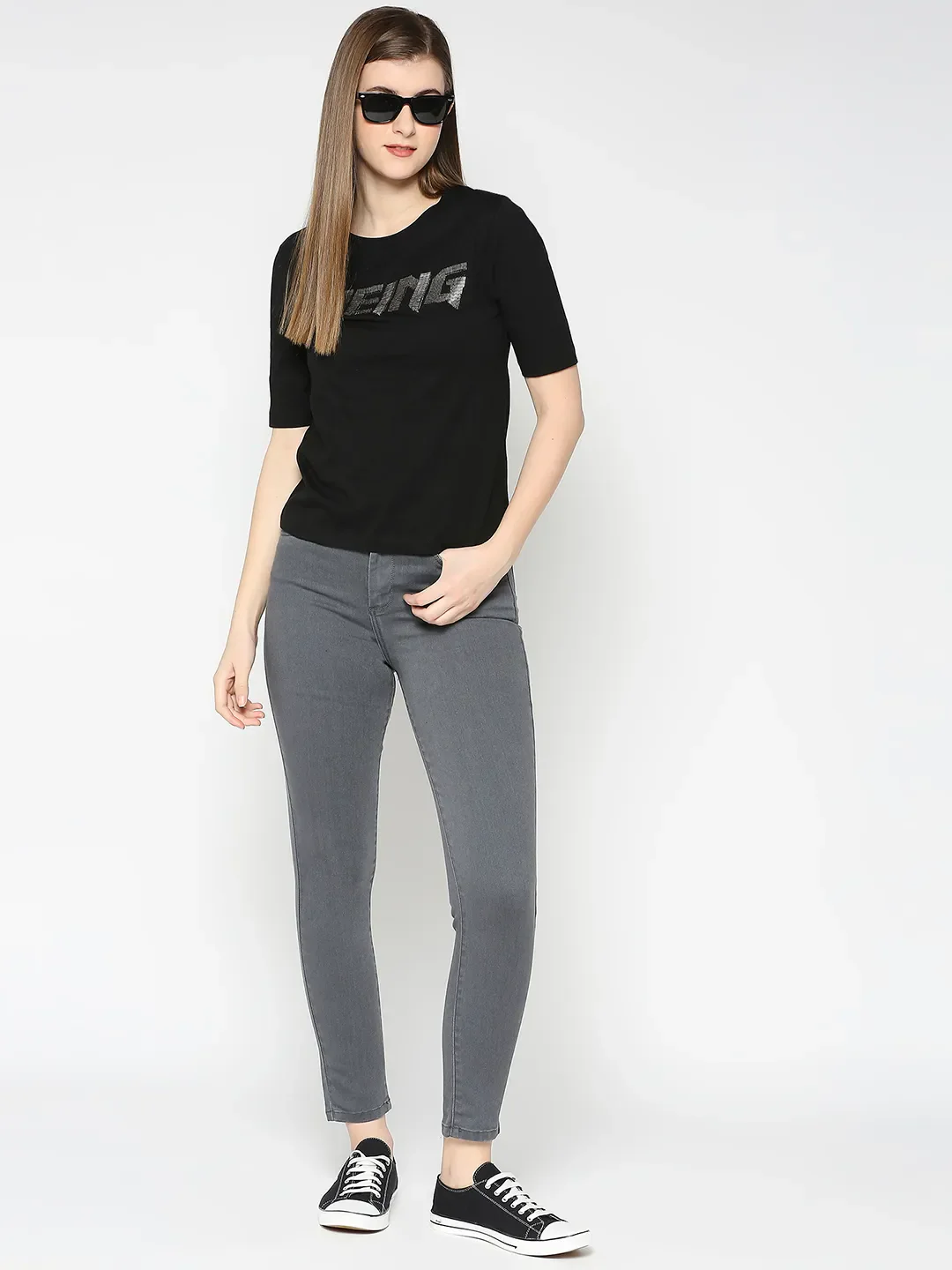 Grey Mid Rise Skinny Fit Women's Denim By Being Human Clothing - Image 6