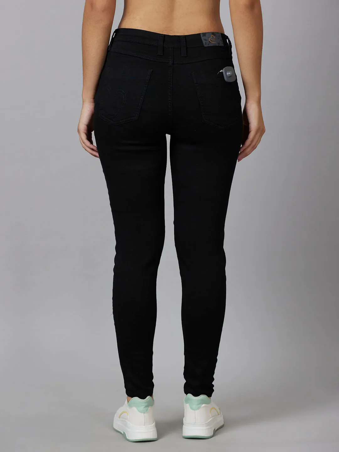 Black Mid Rise Super Skinny Fit Women's Denim By Being Human Clothing - Image 3