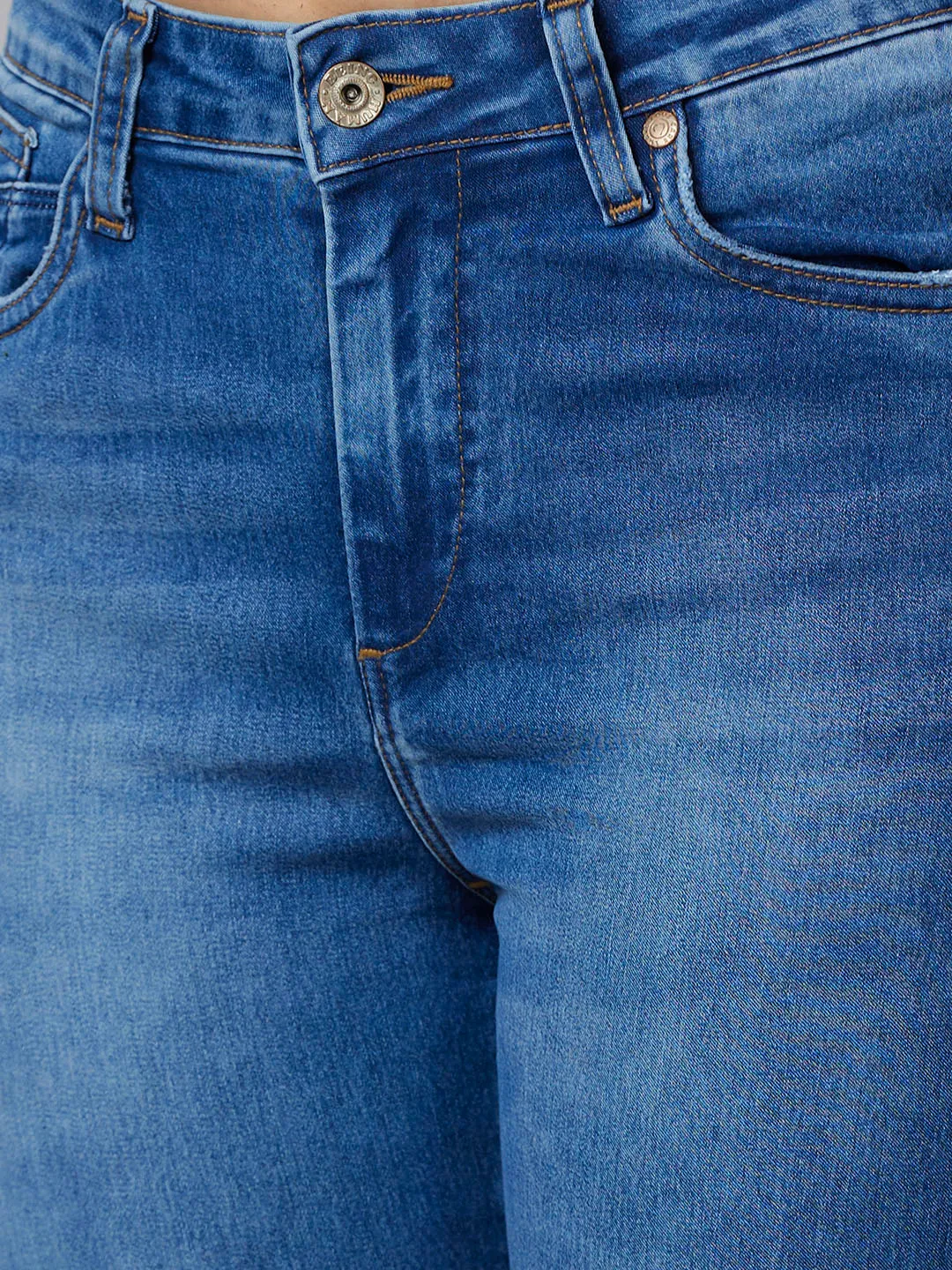 Blue Mid Rise Super Skinny Fit Women's Denim By Being Human Clothing - Image 5