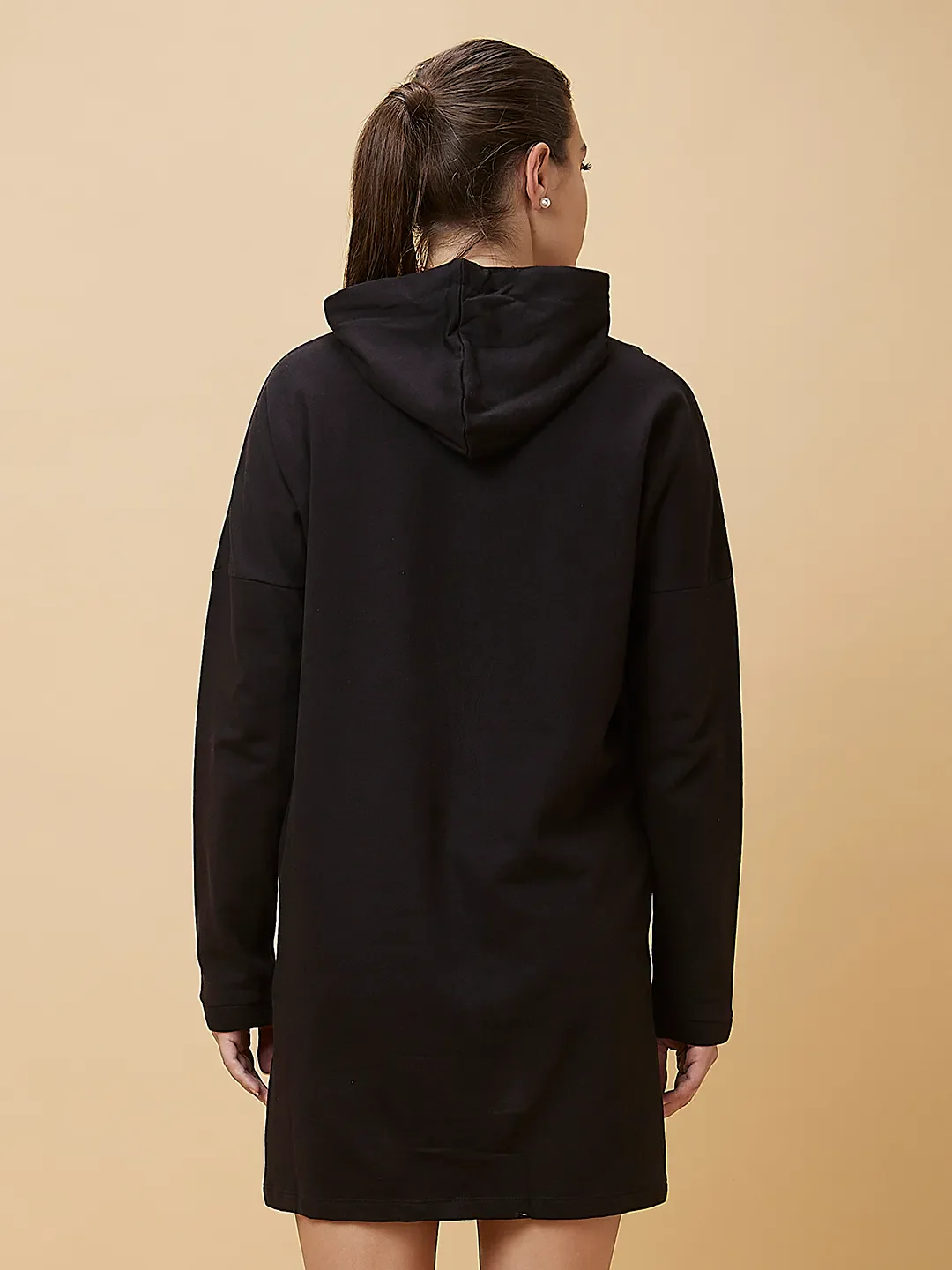 Black Oversized Long Sleeve Women's Dress By Being Human Clothing - Image 3