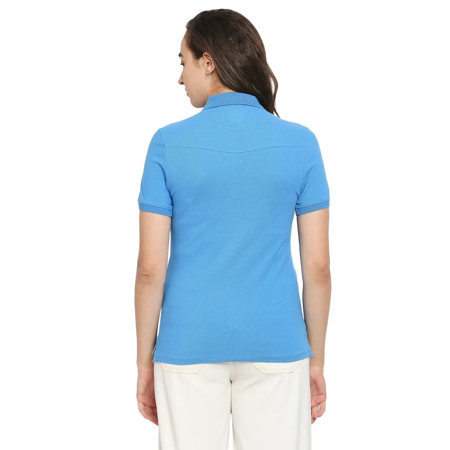Blue Semi Fit Women's Cotton Polo T-Shirt By Being Human Clothing - Image 4