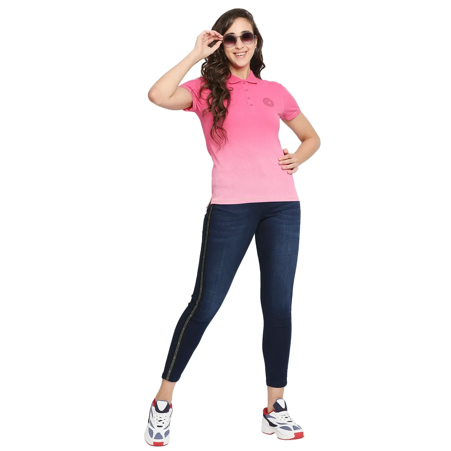 Pink Semi Fit Polo Collar Short Sleeves Cotton Women's T-Shirt by Being Human Clothing - Image 6