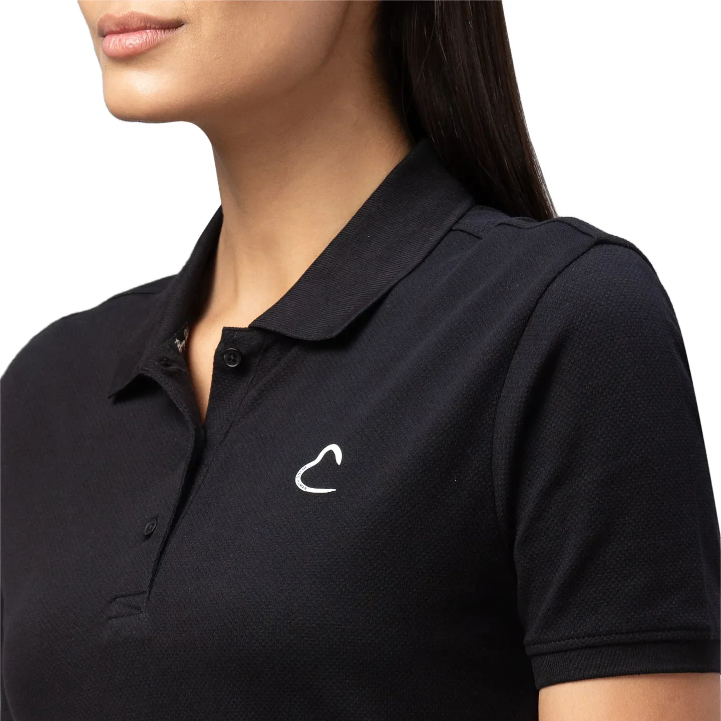 Black Semi Fit Polo Collar Short Sleeves Cotton Women's T-Shirt by Being Human Clothing - Image 5