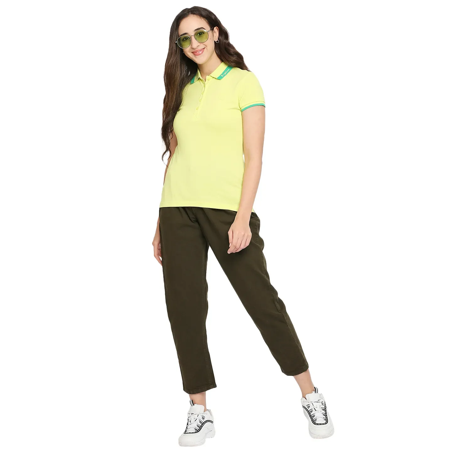 Yellow Semi Fit Polo Collar Short Sleeves Cotton Women's T-Shirt by Being Human Clothing - Image 6