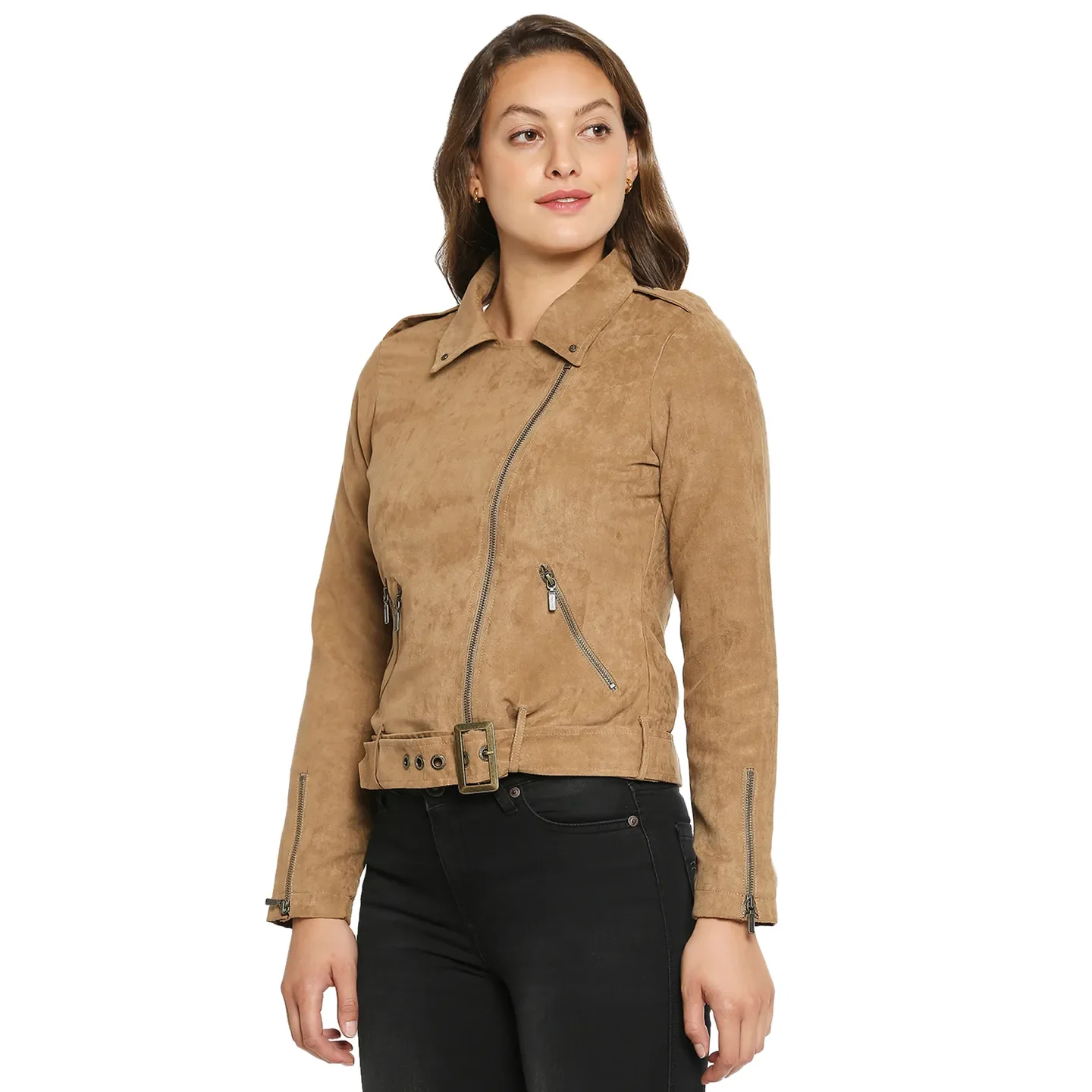 Brown Regular Fit Long Sleeves Polyester Women's Jacket by Being Human Clothing - Image 4
