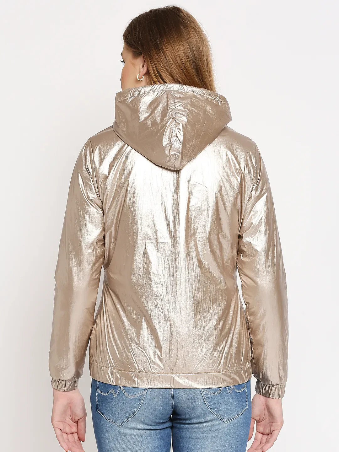 Yellow Regular Fit Long Sleeves Nylon Women's Jacket by Being Human Clothing - Image 4
