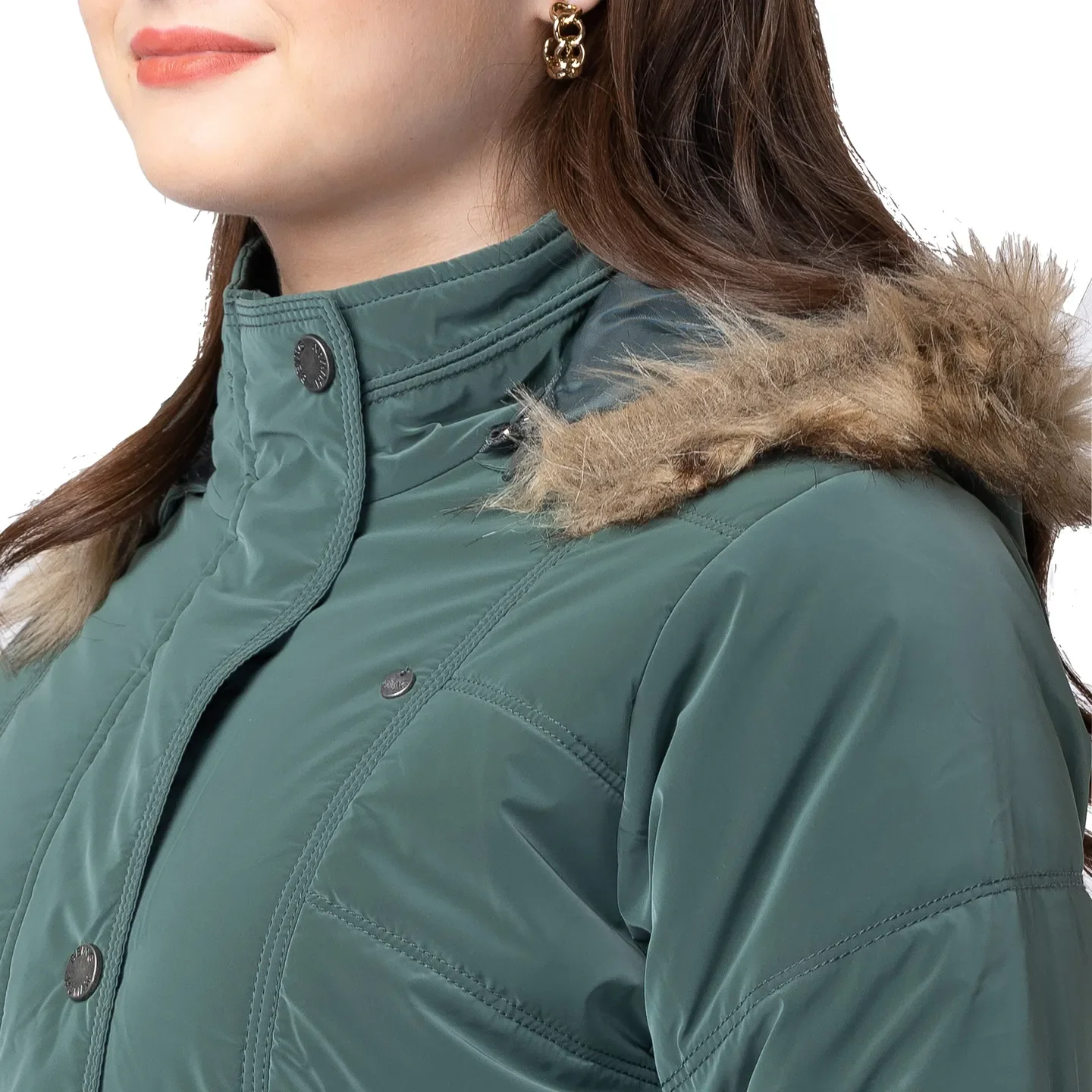 Green Regular Fit Long Sleeves Polyester Women's Jacket by Being Human Clothing - Image 4