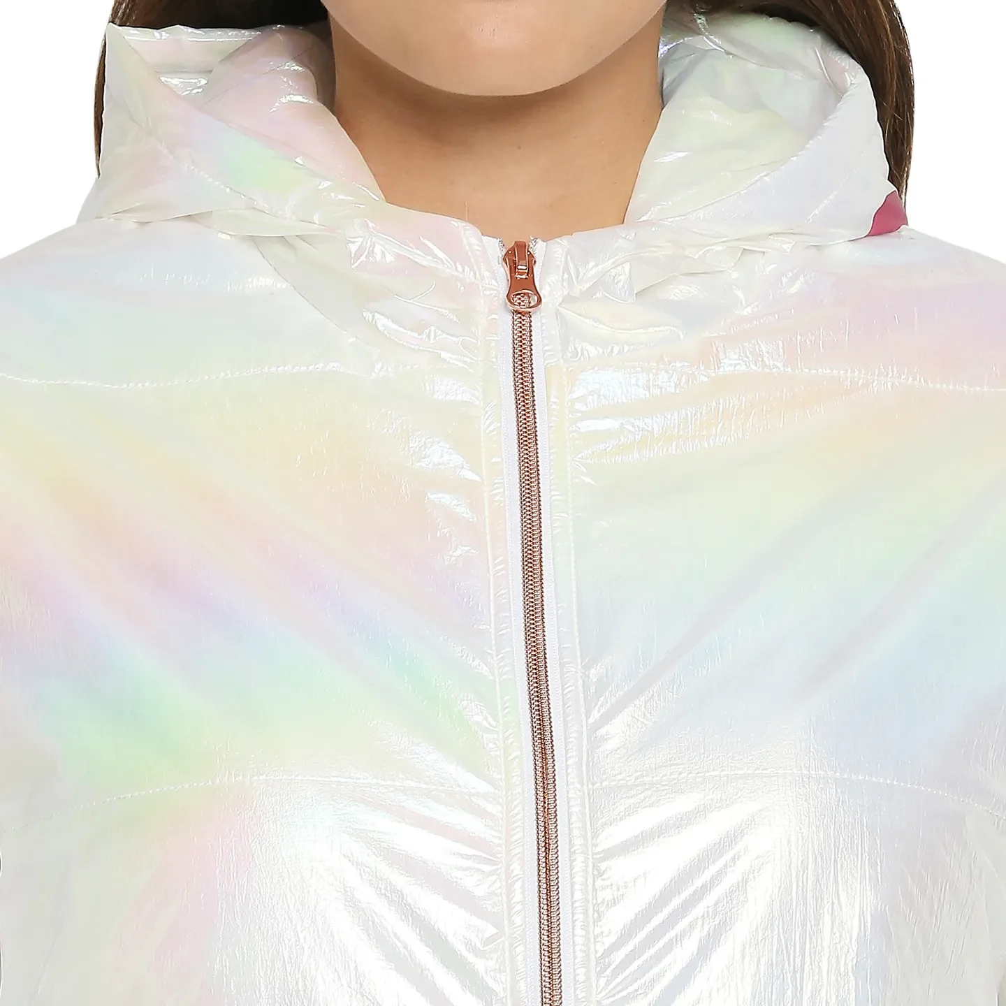 White Regular Fit Long Sleeves Nylon Women's Jacket by Being Human Clothing - Image 6
