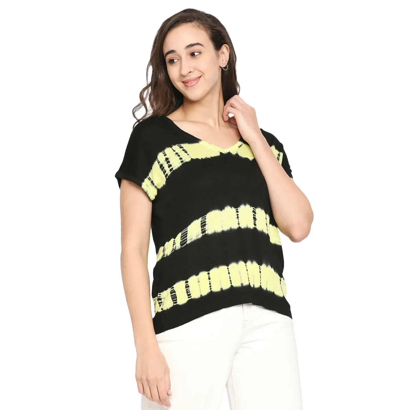 Black Easy Fit Round Neck Short Sleeves Viscose Women's T-Shirt by Being Human Clothing - Image 3