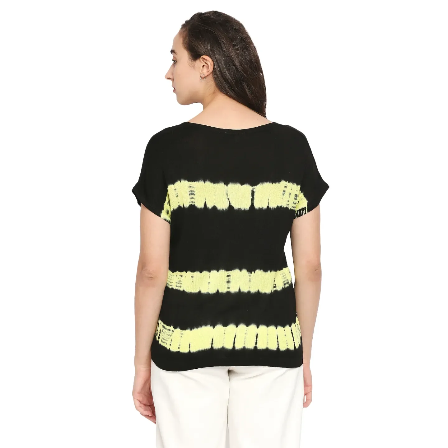 Black Easy Fit Round Neck Short Sleeves Viscose Women's T-Shirt by Being Human Clothing - Image 4