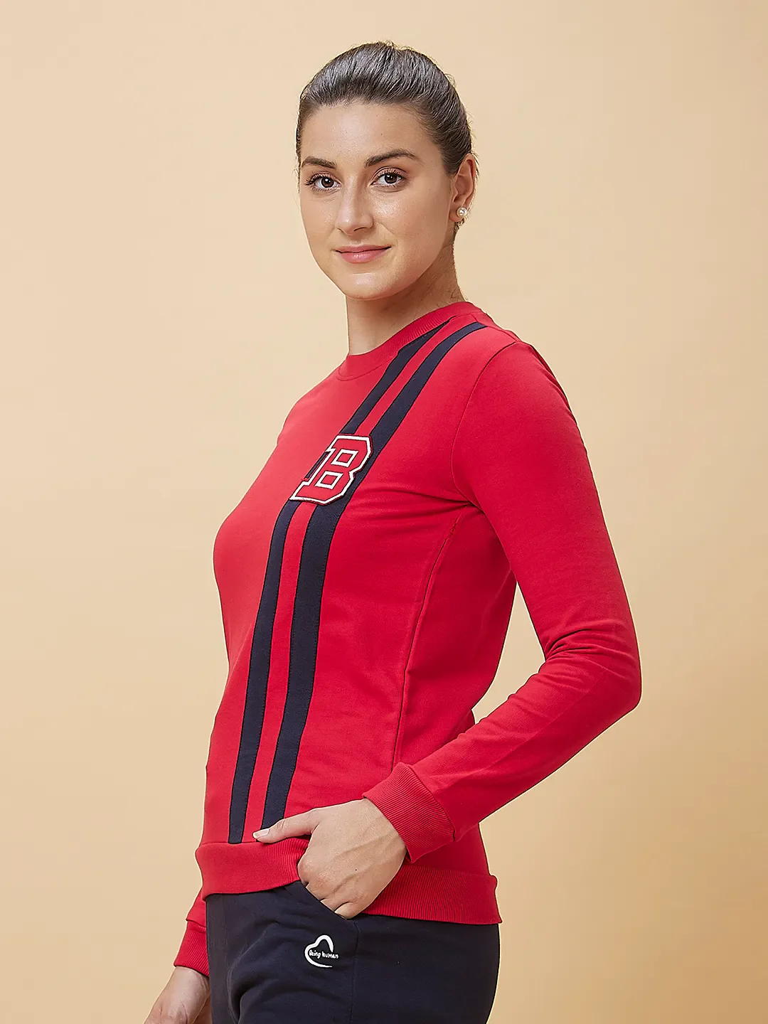 Red Long Sleeve Women's Sweatshirt By Being Human Clothing - Image 4