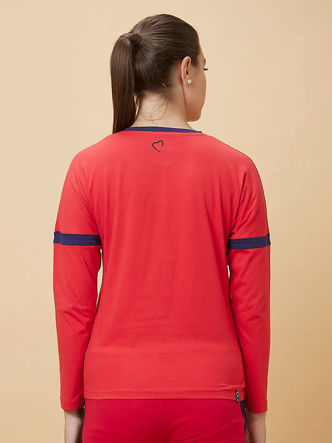 Red Easy Fit Long Sleeve Women's T-Shirt By Being Human Clothing - Image 3