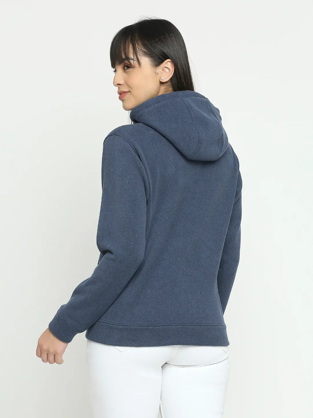 Blue Basic Fit  Long Sleeves Women's Hoodie by Being Human Clothing - Image 4