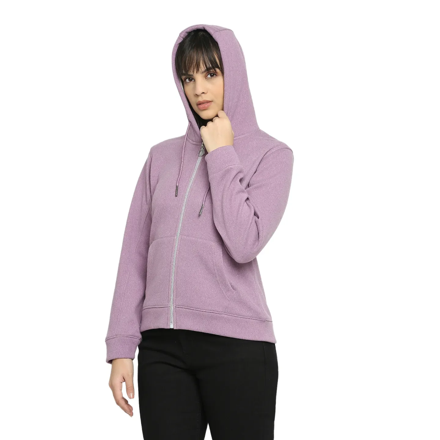 Purple Basic Fit Long Sleeves Women's Hoodie by Being Human Clothing - Image 2