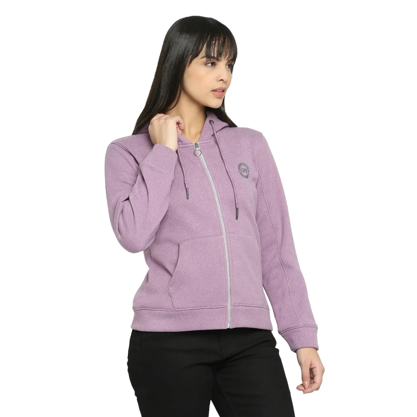 Purple Basic Fit Long Sleeves Women's Hoodie by Being Human Clothing - Image 3