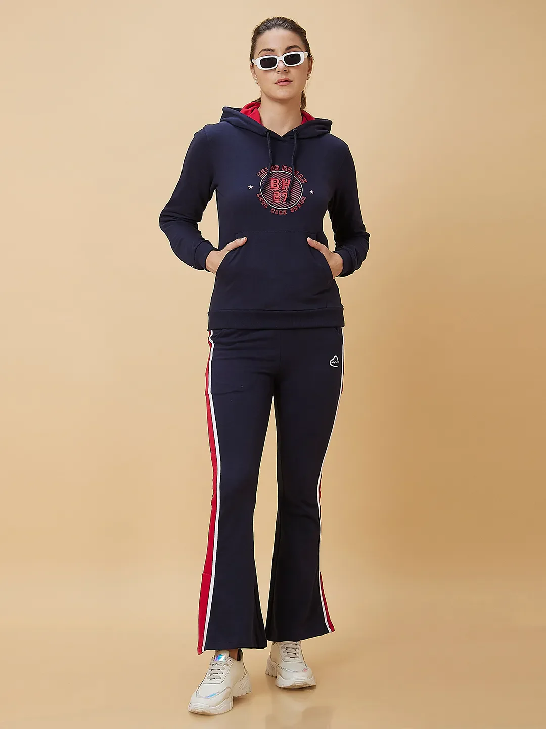 Navy Long Sleeve Women's Hoodie By Being Human Clothing - Image 6
