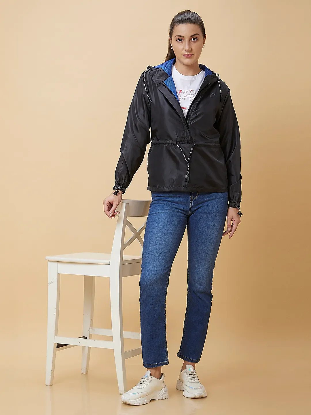 Black Easy Fit Long Sleeve Women's Jacket By Being Human Clothing - Image 6
