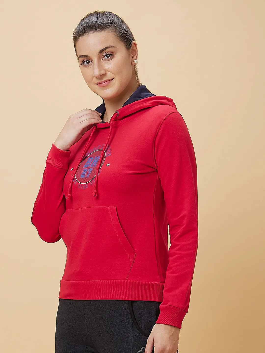 Red Long Sleeve Women's Hoodie By Being Human Clothing - Image 4