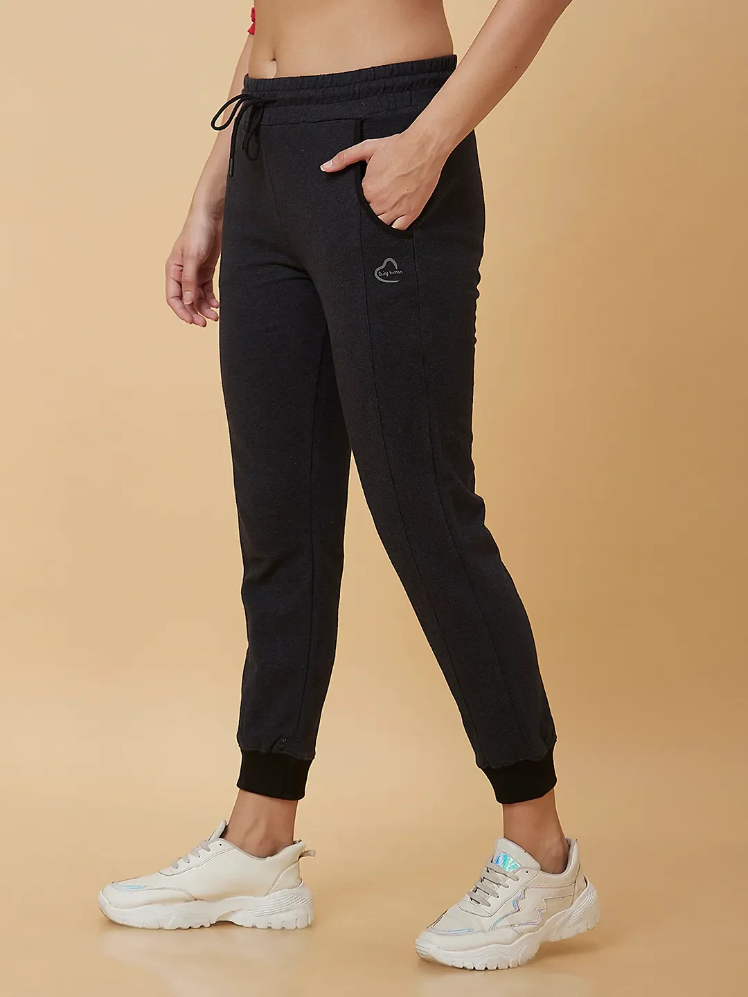 Charcoal Slim Fit Women's Track Pants By Being Human Clothing - Image 4