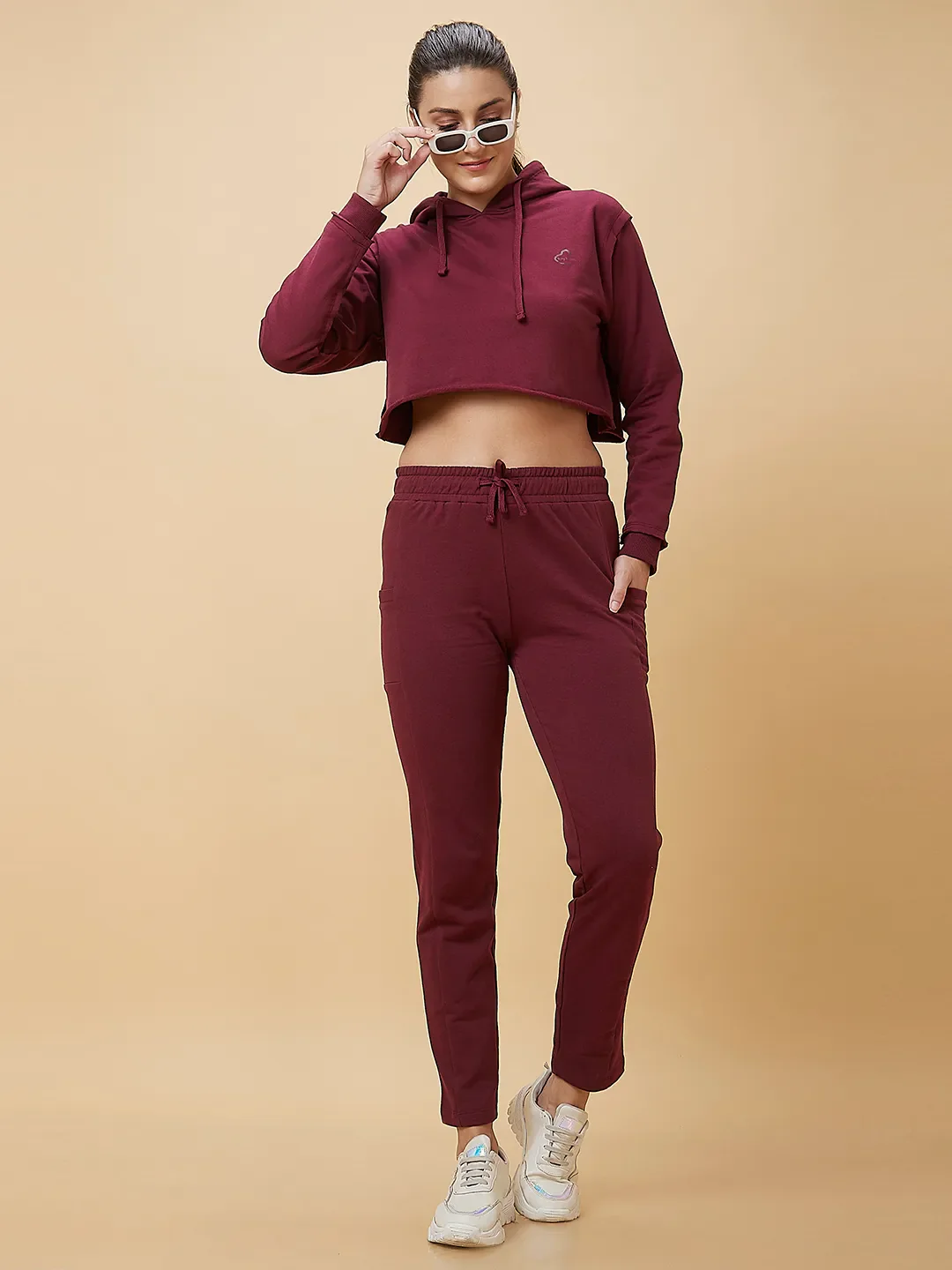 Maroon Slim Fit Women's Track Pants By Being Human Clothing - Image 6