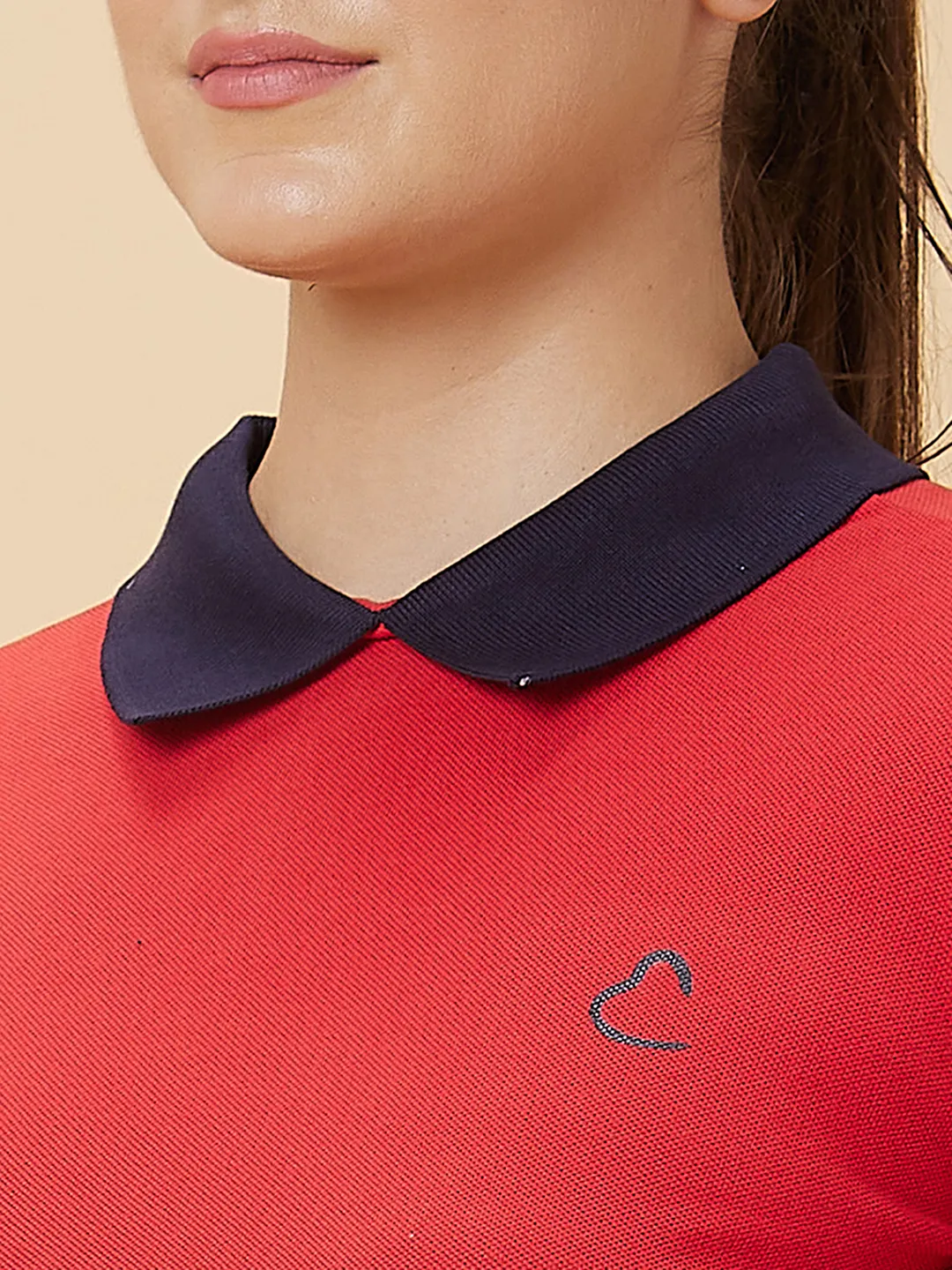 Red Long Sleeve Women's Polo T-Shirt By Being Human Clothing - Image 5