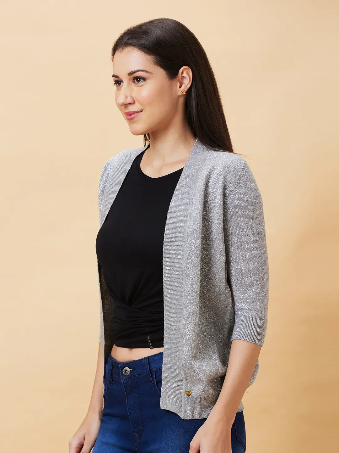 Grey Long Sleeve Women's Shrug By Being Human Clothing - Image 4