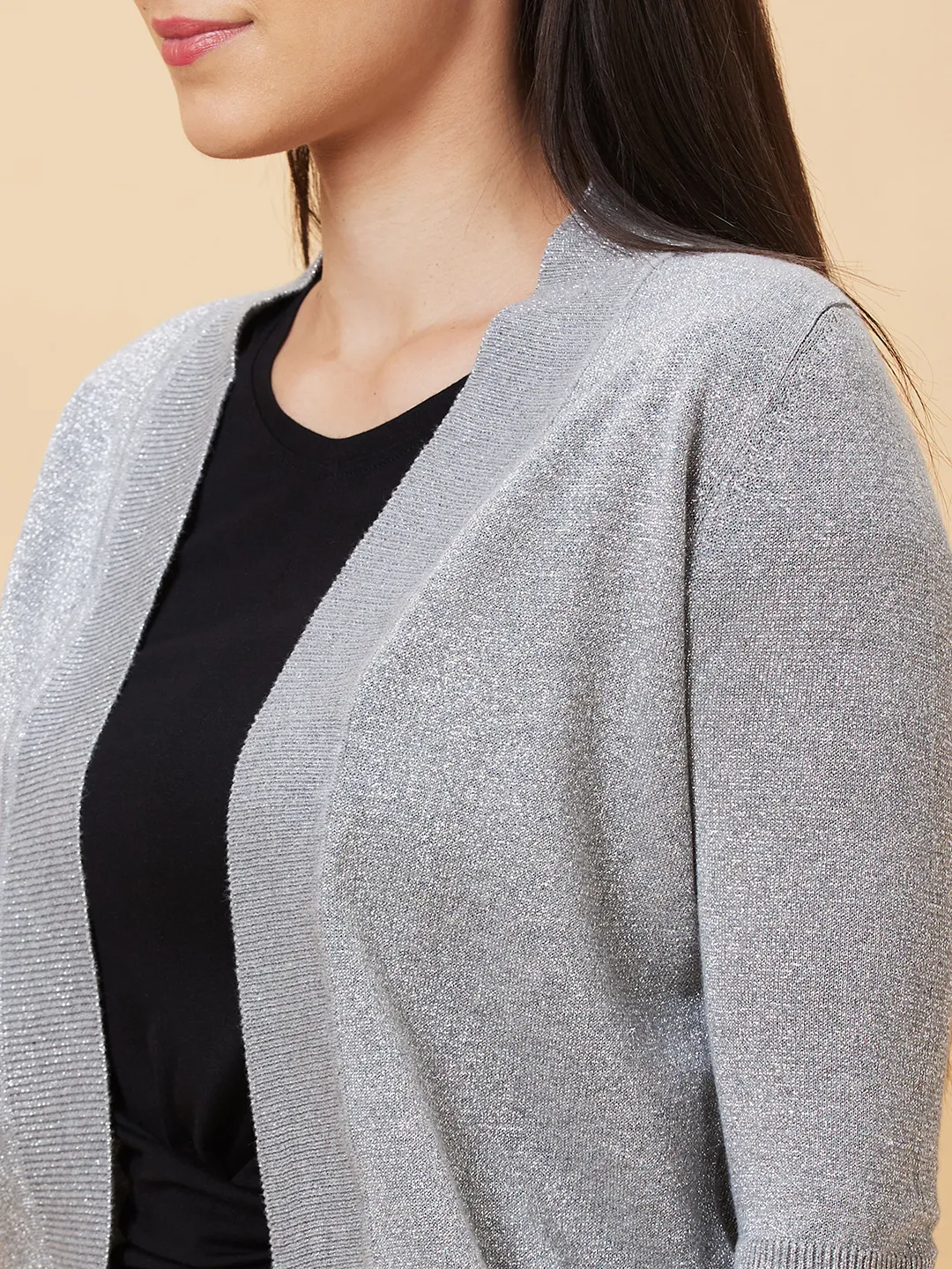 Grey Long Sleeve Women's Shrug By Being Human Clothing - Image 5