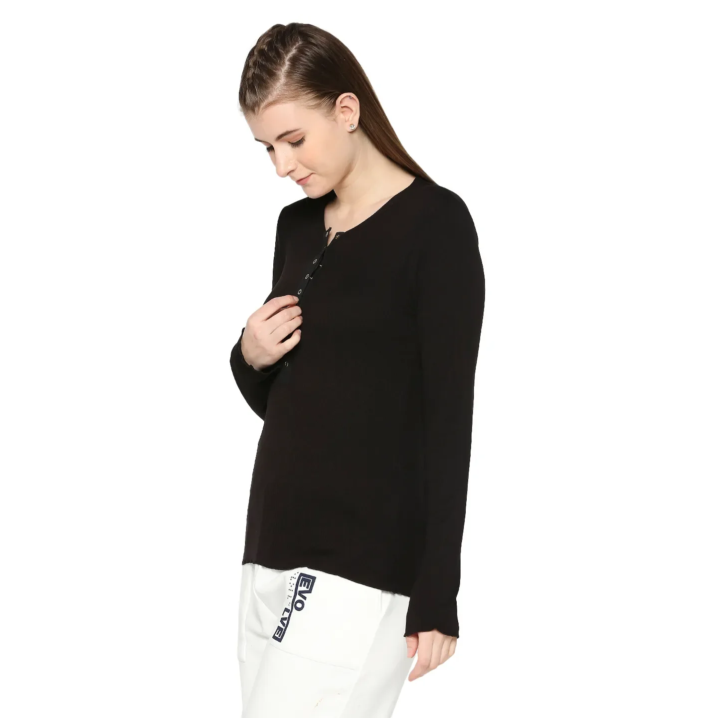 Black Regular Fit High Neck Long Sleeves Women's Sweatshirt by Being Human Clothing - Image 2