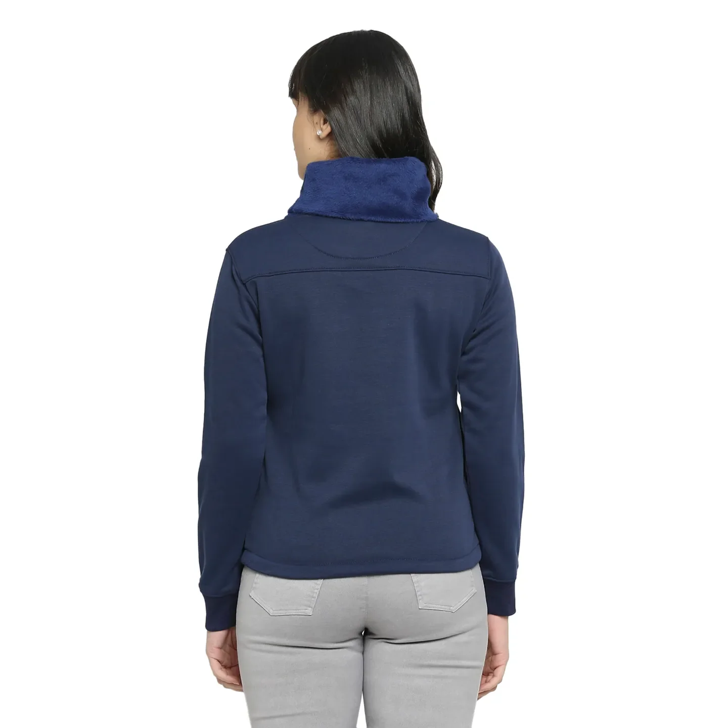 Blue Regular Fit Cowl Neck Long Sleeves Women's Sweatshirt by Being Human Clothing - Image 4
