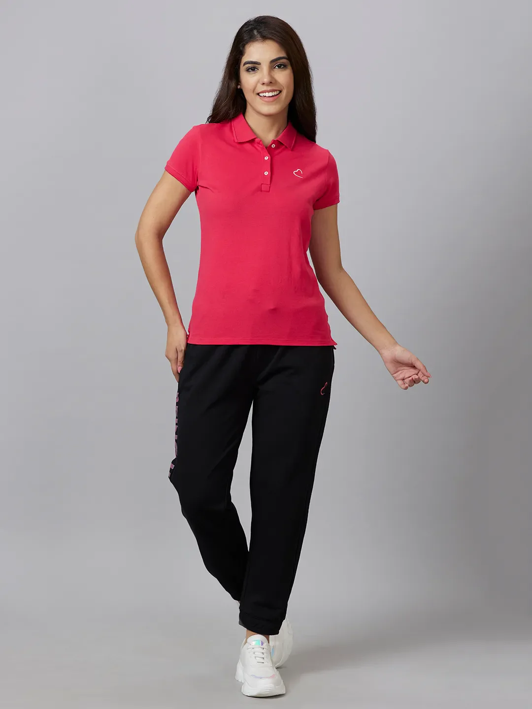 Black Mid Rise Regular Fit Cotton Women's Track Pants by Being Human Clothing - Image 2